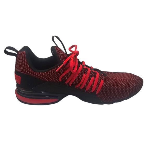 Puma Red & Black Axelion Mesh Wide Fit Sneaker - Picture 3 of 9